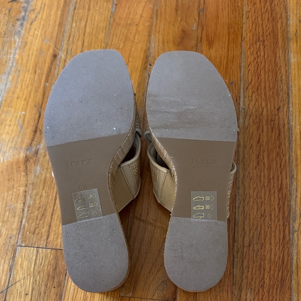 Size 6.5 J.Crew Crisscross Raffia Flatform Wedges New Without Tags - Picture 7 of 8